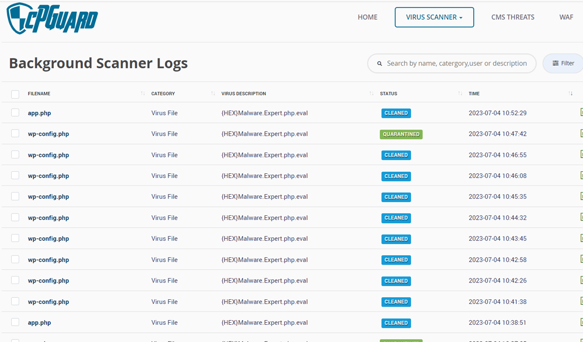 cpanel-security-plugins-scanner-logs-page