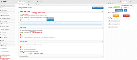 cPGuard WAF required settings and depencies | OPSSHIELD