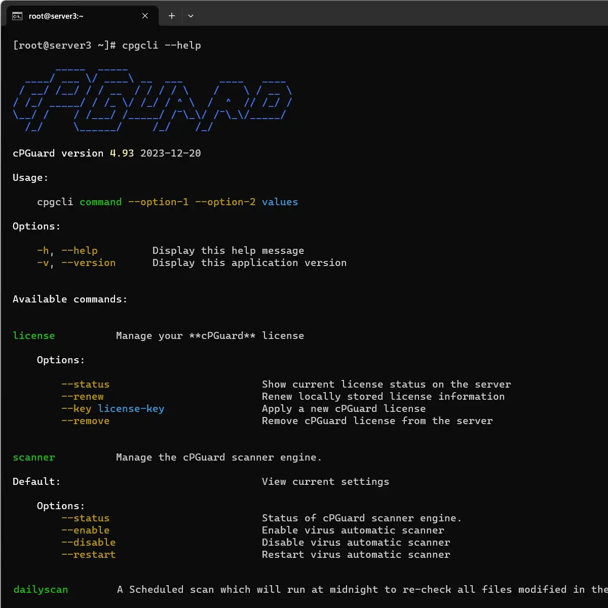 cPGuard command line interface